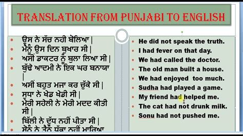  4. . Punjabi to english translation practice exercises